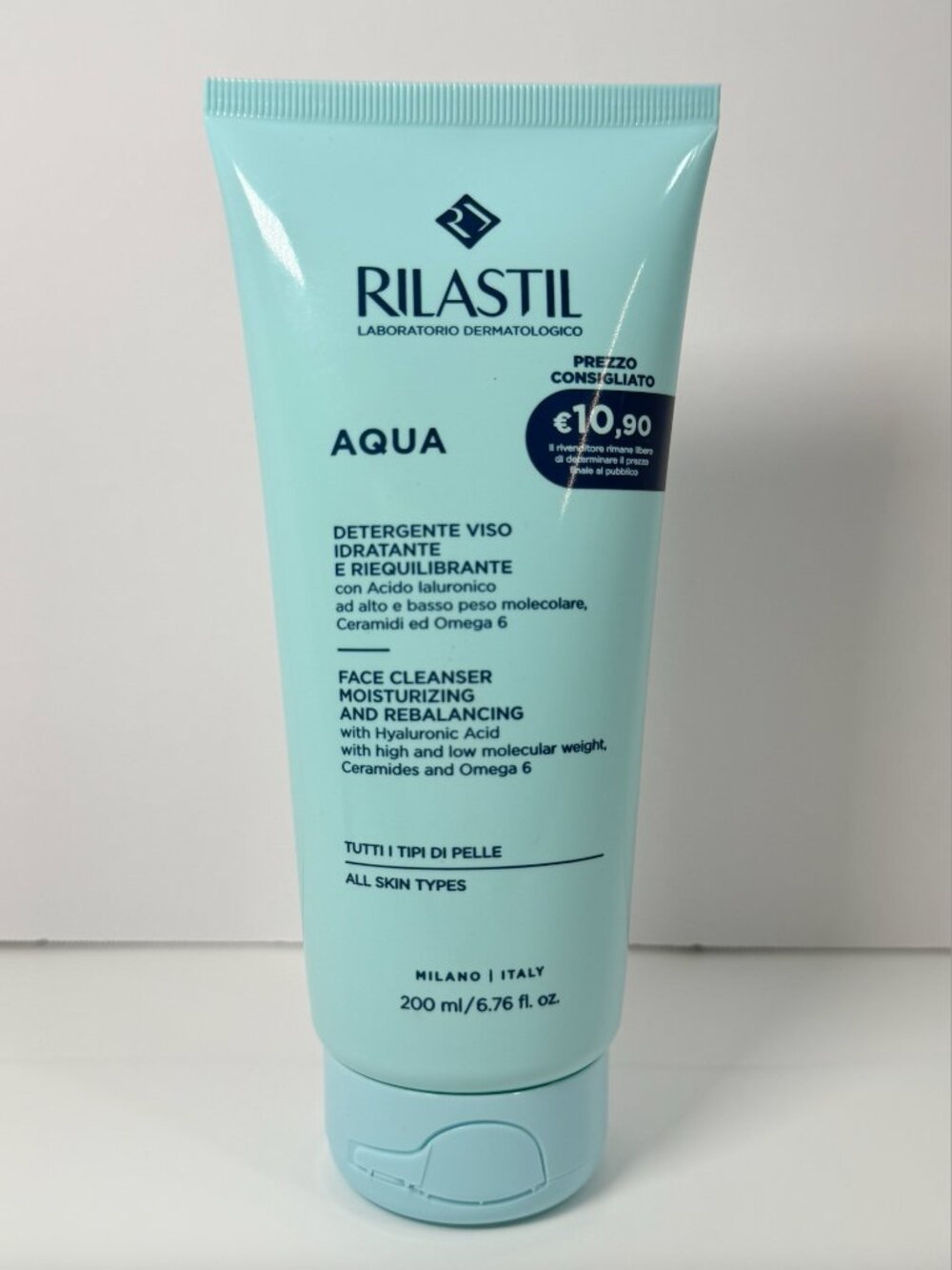 Rilastil Aqua Face Cleanser 200 ml Italian Skincare Gentle Facial Wash
